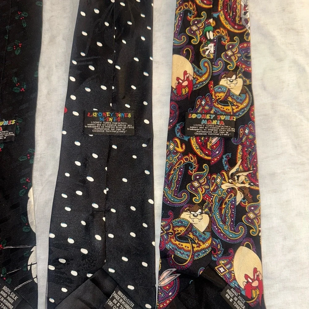Looney Tunes Character Ties Set - Black and Multicolor